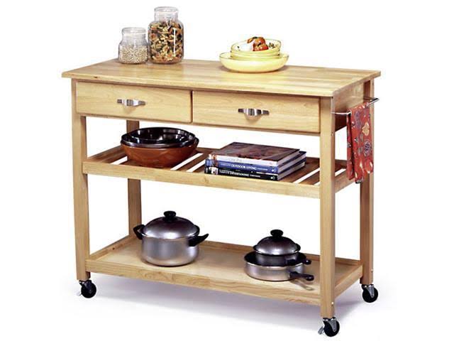 Natural Solid Wood Top Kitchen Cart I232