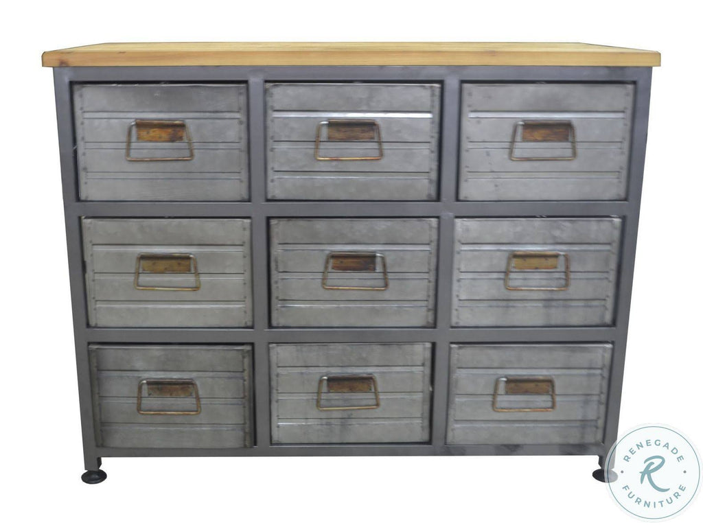 Gray and Brown Accent Cabinet with Solid Wood Top G659768