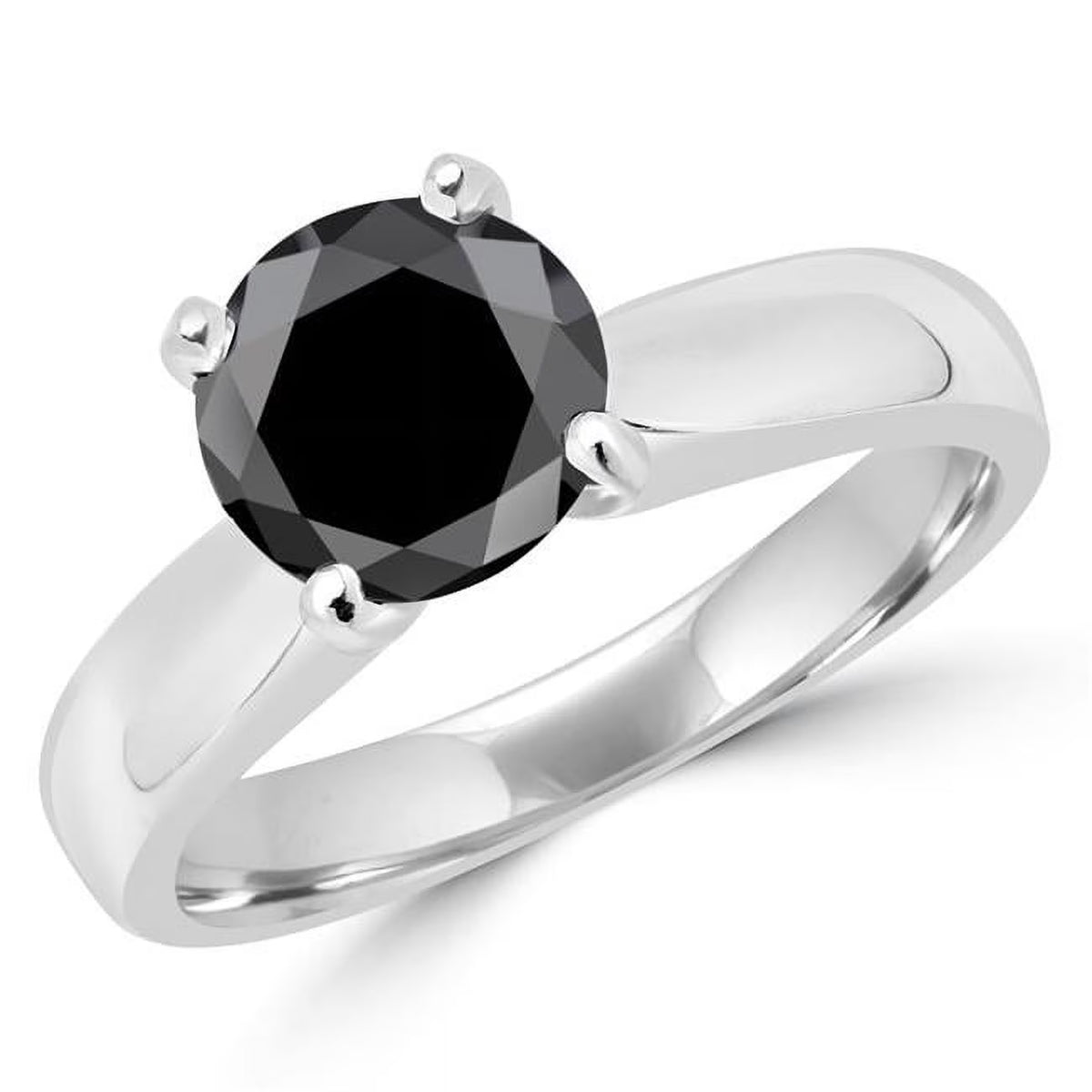 Black Diamond Engagement Ring in 14K White Gold S46933
