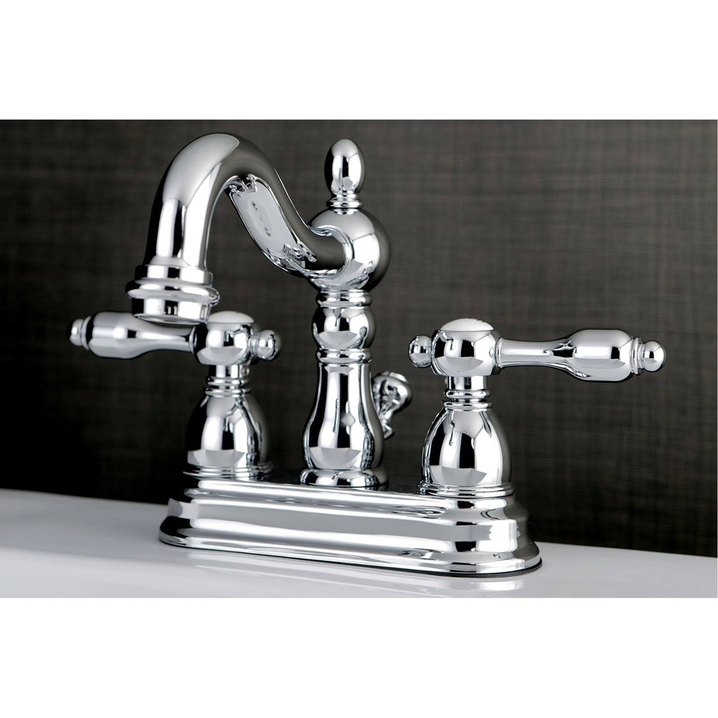 Polished Chrome Center Lavatory Faucet with Brass Pop-Up B6098