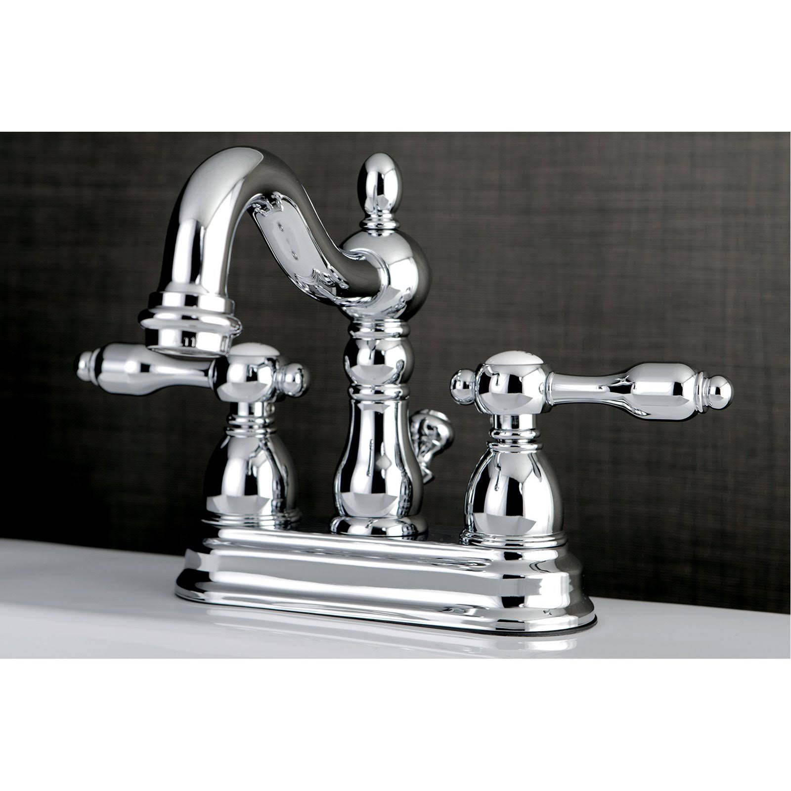Polished Chrome Center Lavatory Faucet with Brass Pop-Up B6098