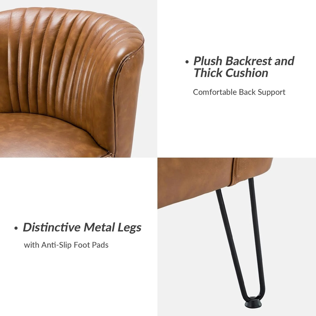 Faux Leather Accent Chairs Set Of 2 With Metal Base U136