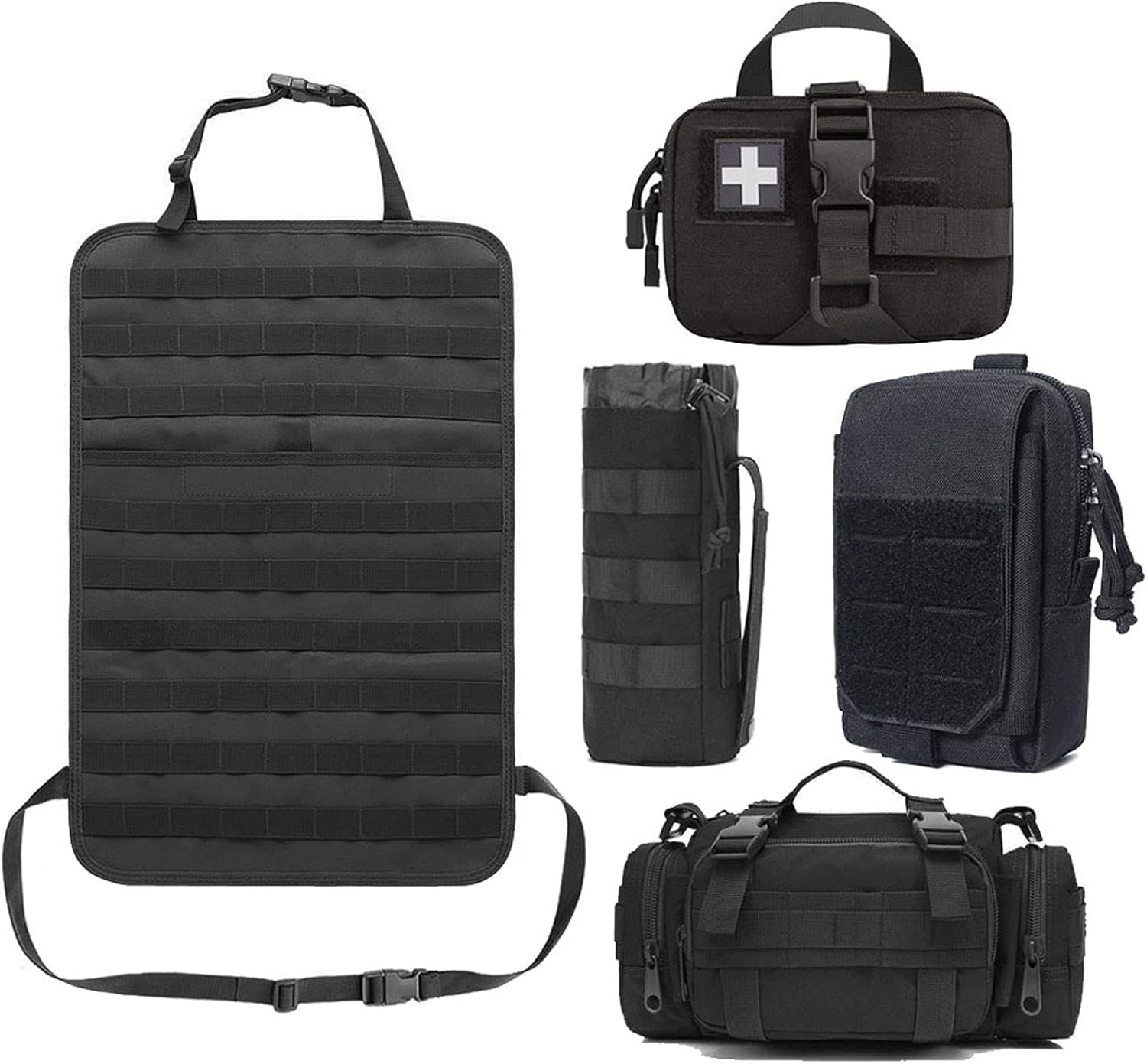 Khaki Pack of 2 Tactical Car Seat Organizer with Pouches W599724