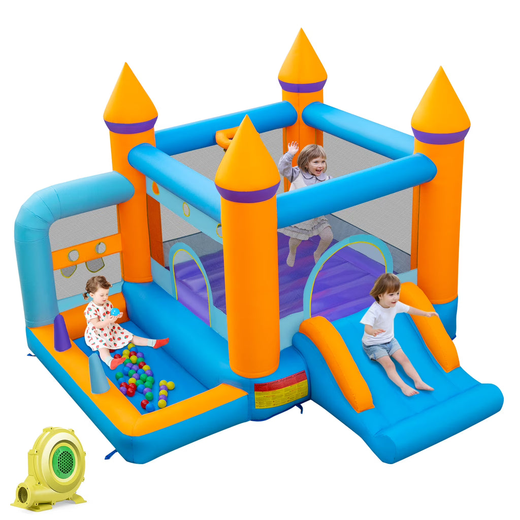 5-in-1 Inflatable Bounce Castle with Ocean Balls & 735W Blower G4327