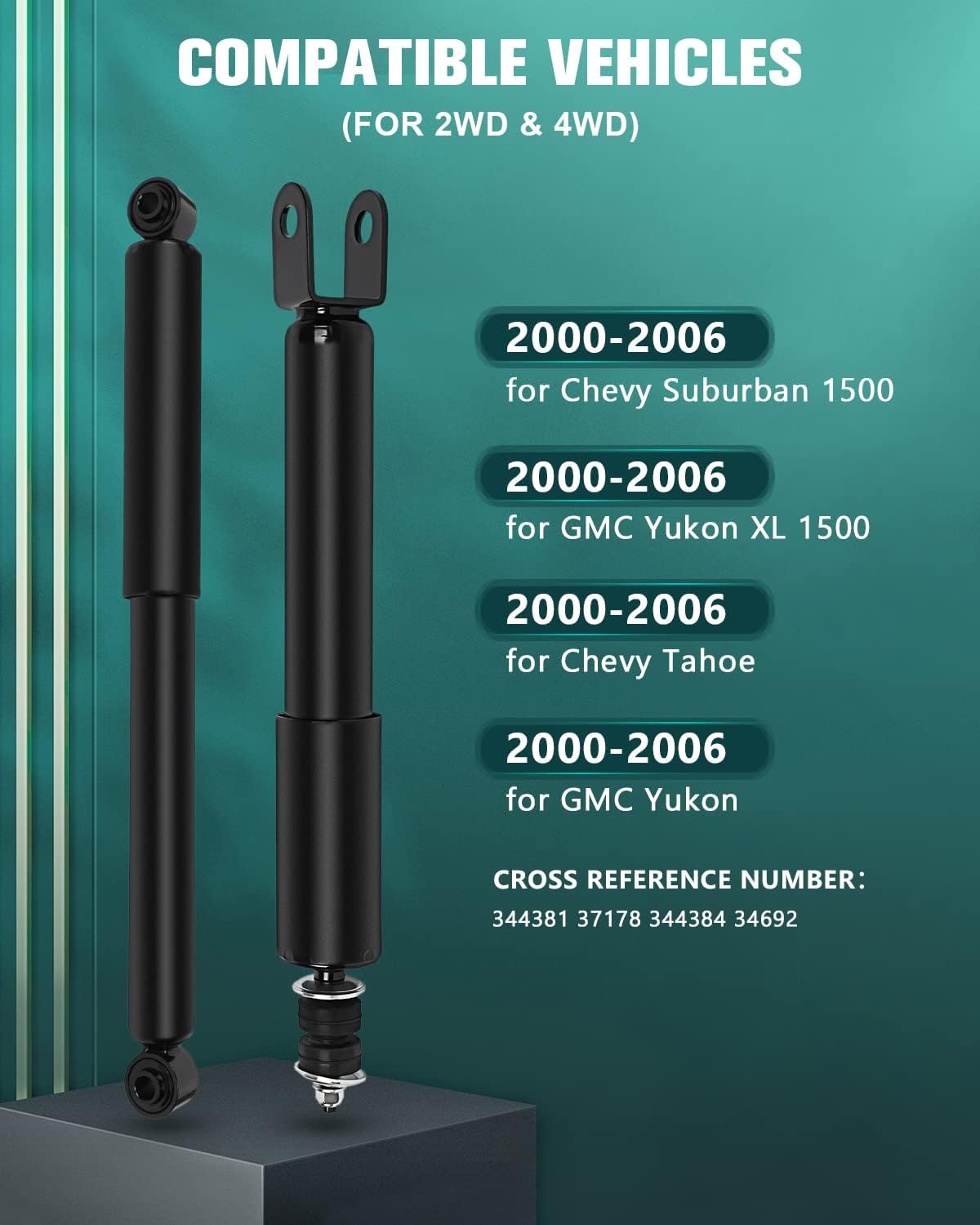 4x Front Rear Shocks Absorbers for Chevy Avalanche 1500, Silverado 1500, GMC Sierra 1500, Suburban 1500, Tahoe, Yukon C6590