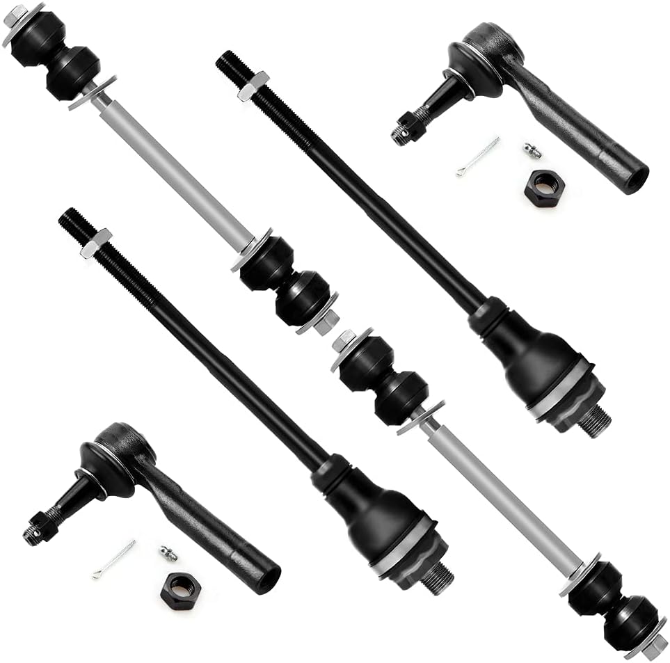 6pcs Suspension Kit 2 Outer 2 Inner Tie Rod Ends 2 Stabilizer Sway Bar B7751