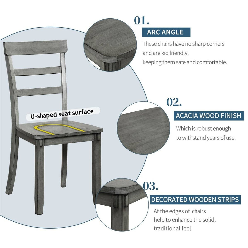 5-Piece Wood Dining Set - Grey D841