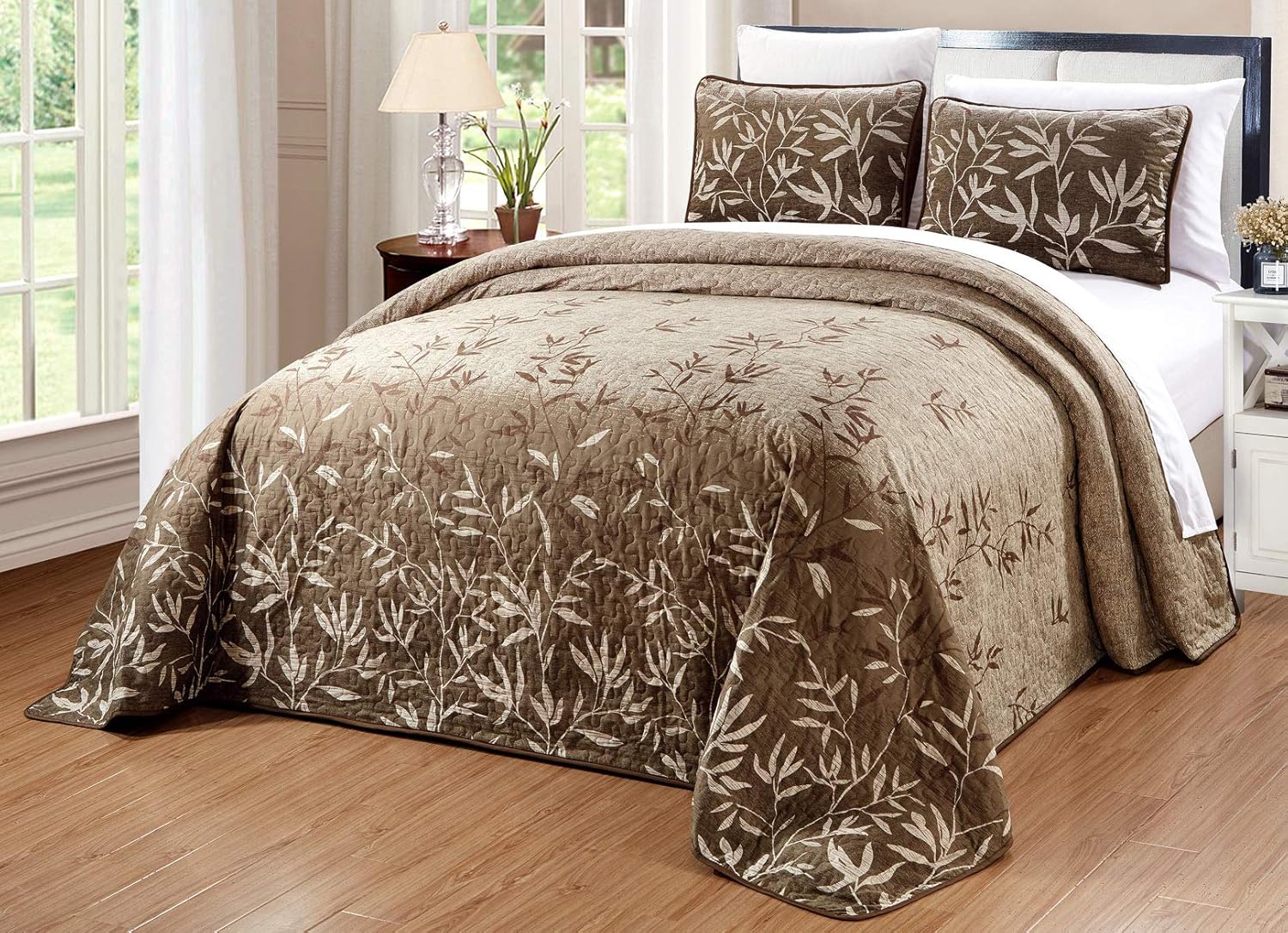 3-Piece Oversize Quilt Set Bright Reversible Bedspread Coverlet Cal King Size Bed Cover C758