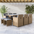 Compact Wicker & Glass 11-Piece Outdoor Dining Set K265357