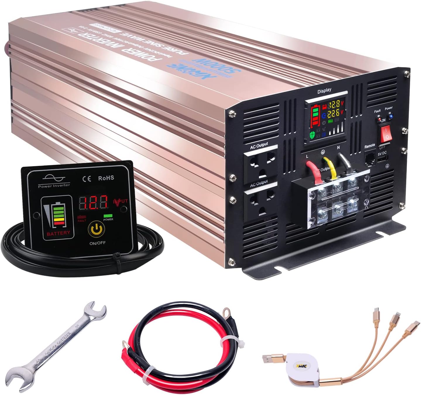4000 Watts Pure Sine Wave Power Inverter with Remote Control and LED Display I10812