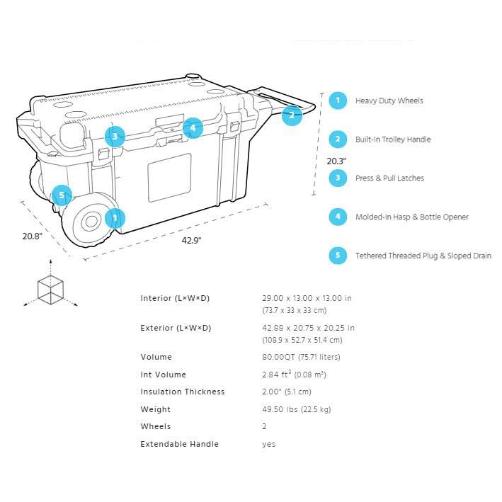 White 80qt Wheeled Cooler I735