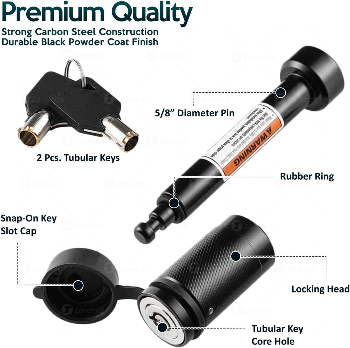 5/8 Pin Trailer Hitch Receiver Lock with Rubber Cap S61281