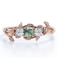 18K Rose Gold Plating over Silver Moss Green Agate Engagement Ring G49747