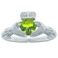 Heart Natural Green Peridot Diamond 925 Sterling Silver Ring Size 8 T7119