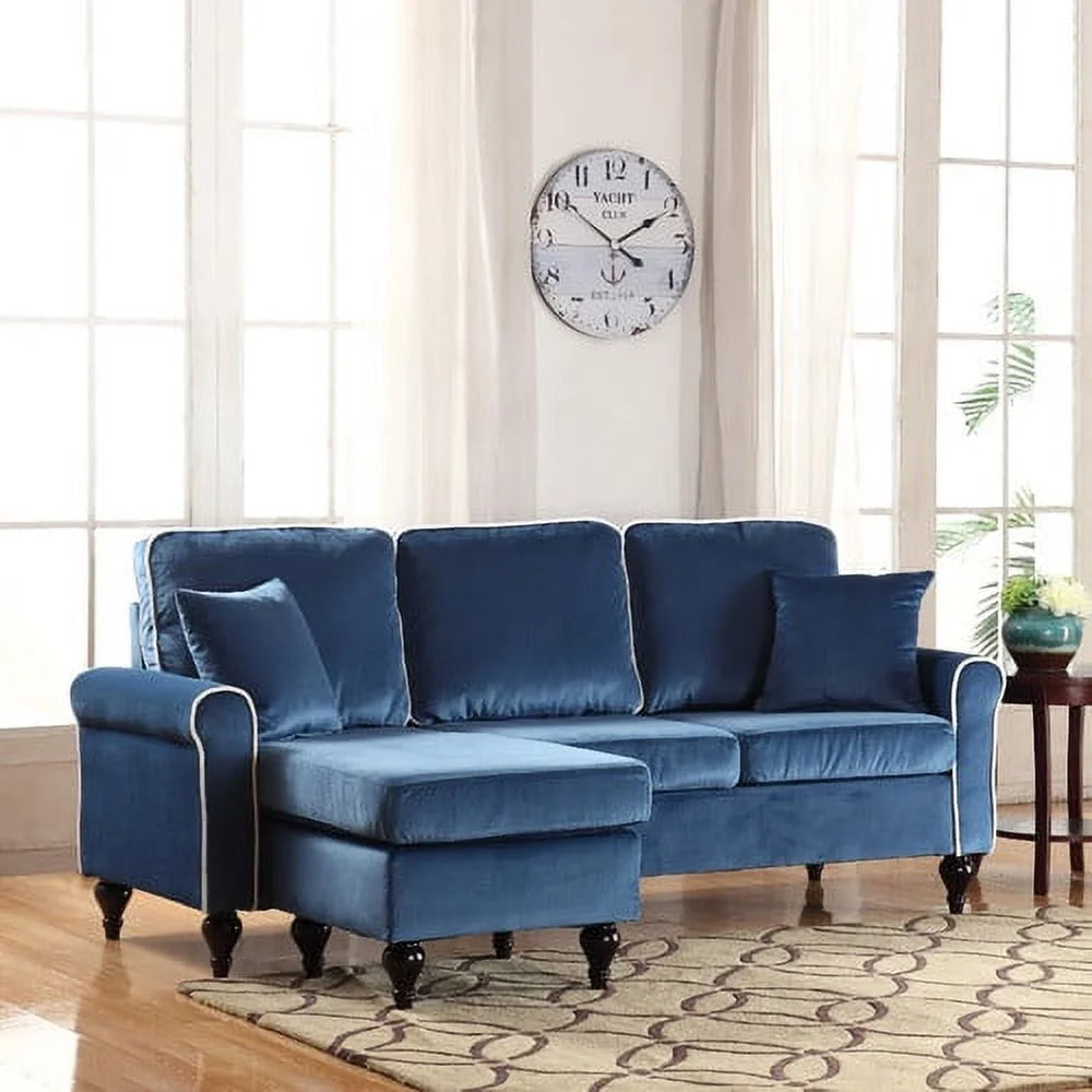 Velvet Sectional Sofa with Reversible Chaise O39421