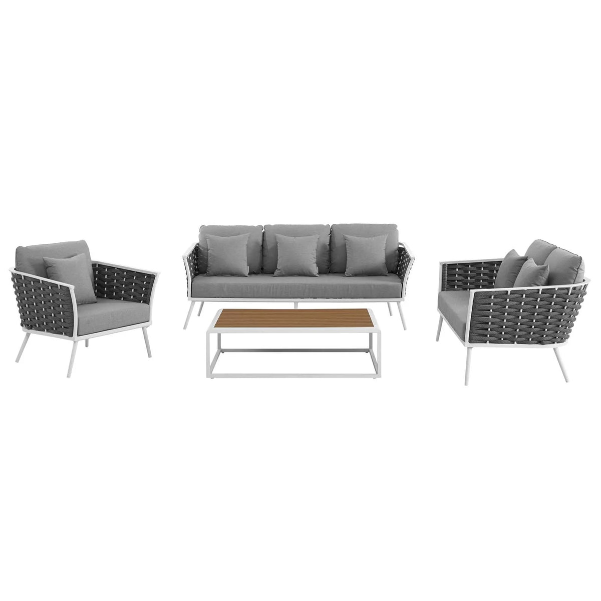White Gray 4 Piece Outdoor Aluminum Sectional Sofa Set I90917