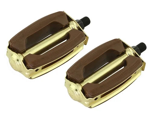 Rubber Pedals 1/2 Brown and Gold, Pair, Bike Part for Cruiser, BMX, Lowrider, Trike W855734
