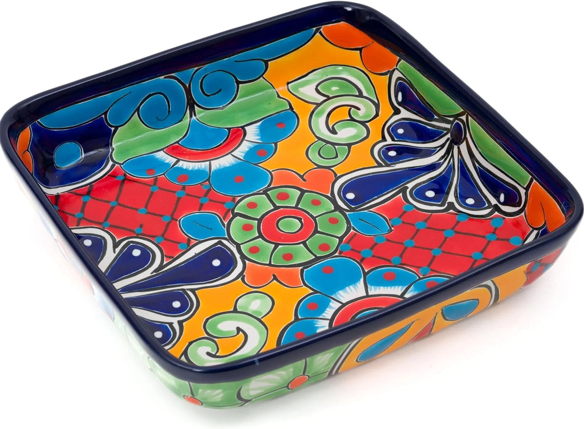 Cobalt Hand Painted Ceramic Baking Dish Casserole Dish Serving Platter Tray Floral Dish Oven Safe Microwave Safe Brownie Pan E40671