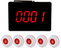 Wireless Calling System with 5 PCS Waterproof Call Buttons and 1PC Display Receiver D3713