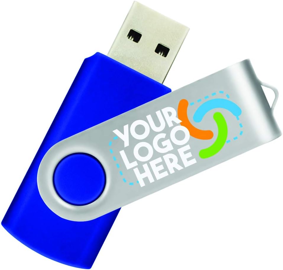 Blue Body/Silver Clip 500 Pack Custom USB Flash Drives G89608