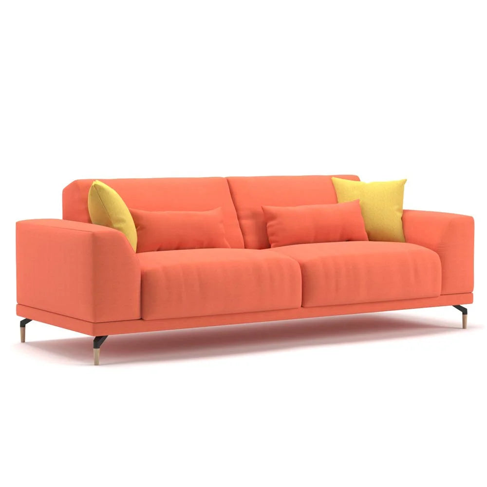 Modern Sofa with 4 Pillow Set and Pouf Ottoman V2986