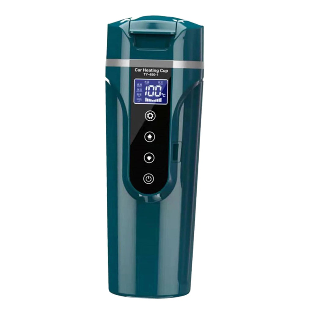 450ml 24V/12V Electric Travel Kettle Thermal Insulation Portable Cup Dark Green I407