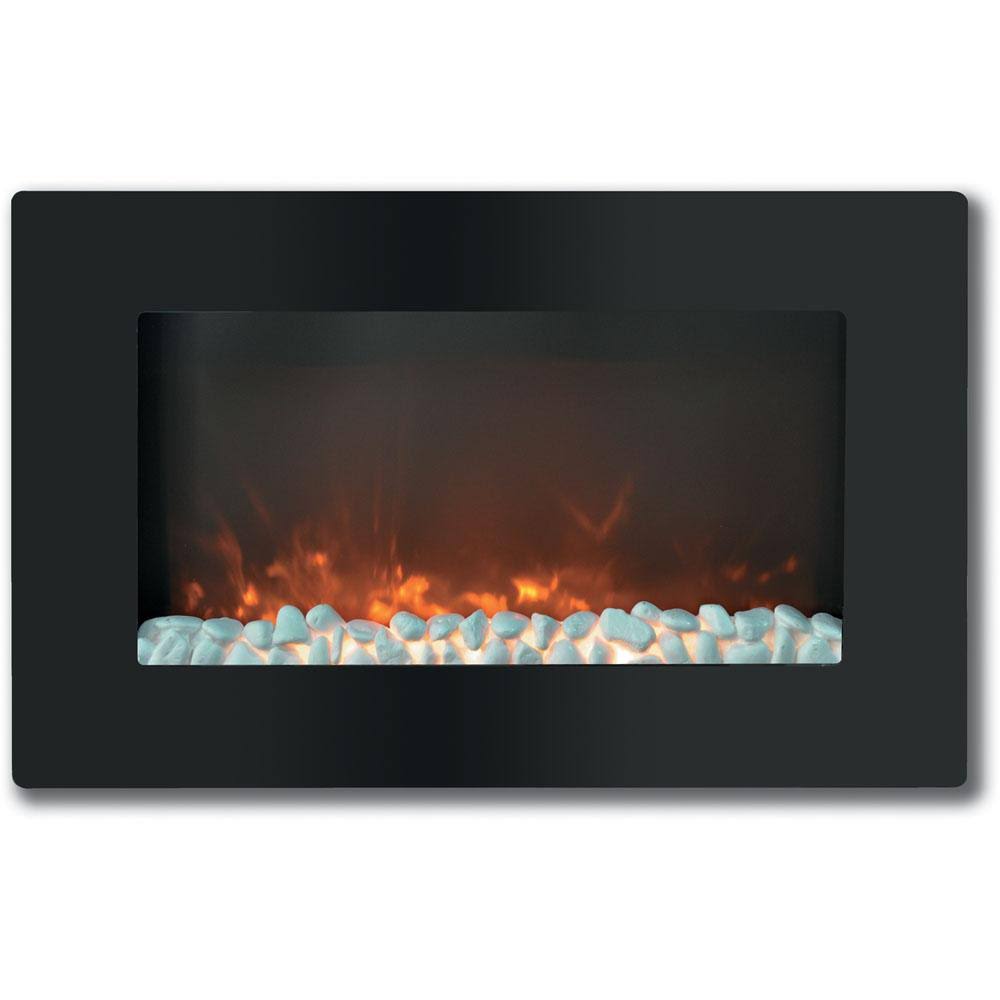 White Wall-Mount Electric Fireplace with Crystal Rock Display A3752