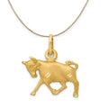 14k Yellow Gold Taurus Zodiac Diamond Cut Necklace - 16 Inch G135233