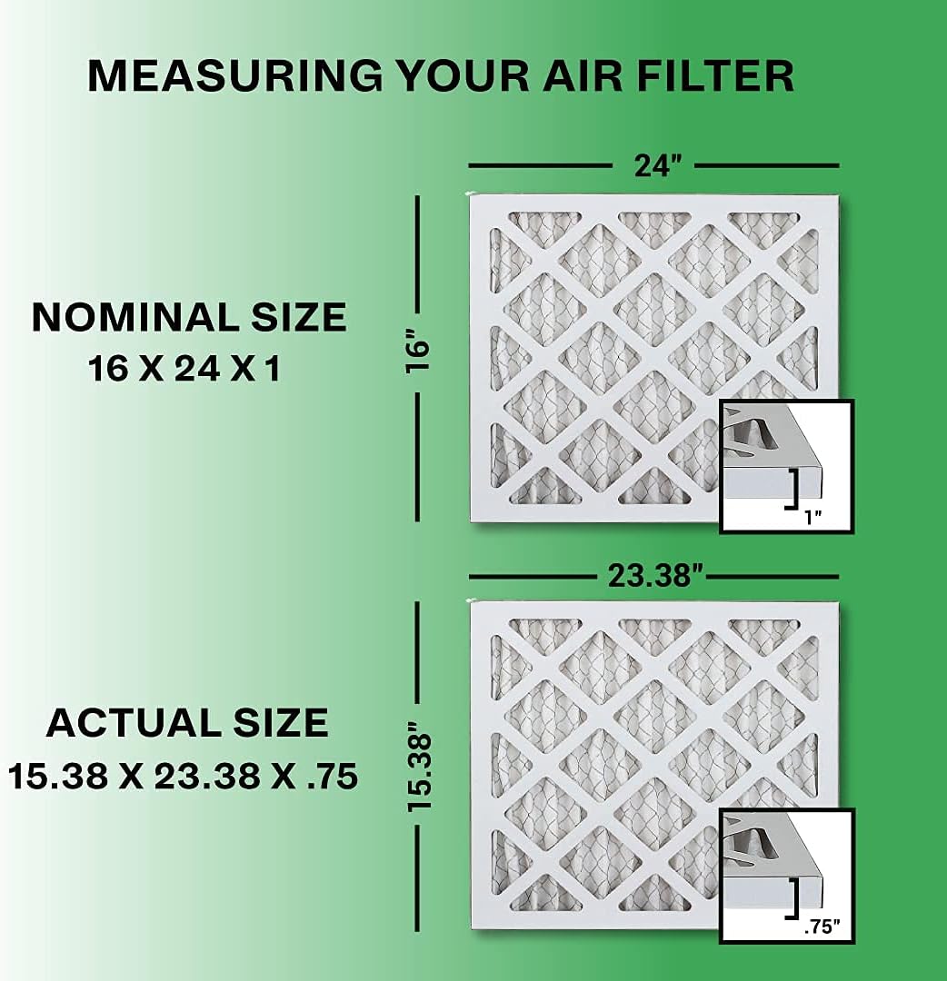 16x24x1 MERV 8 Pleated HVAC AC Furnace Filters with Activated Carbon (4-Pack, Black) H559