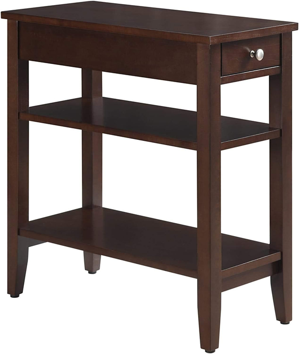 Black Three Tier End Table with Drawer Y799