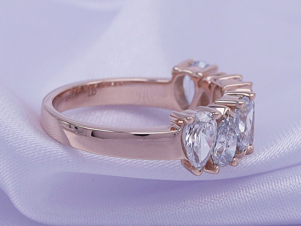 14K Solid Rose Gold Seven Stone Diamond Ring (2.25 Cttw) S647