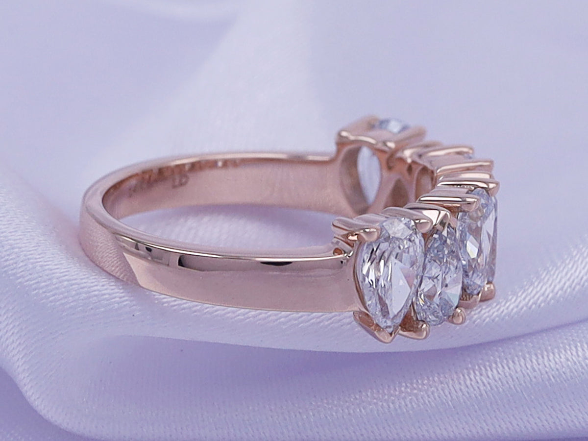 14K Solid Rose Gold Seven Stone Diamond Ring (2.25 Cttw) S647