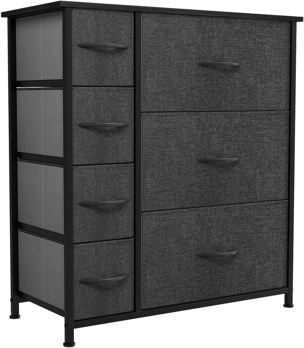 7 Drawers Fabric Dresser with Steel Frame and Wooden Top F241014