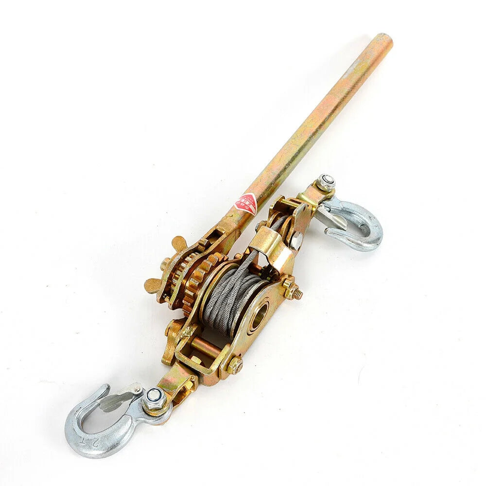 Cable Hoist Come Along Heavy Duty Hand Power Cable Puller 2 Ton Double Hooks S418