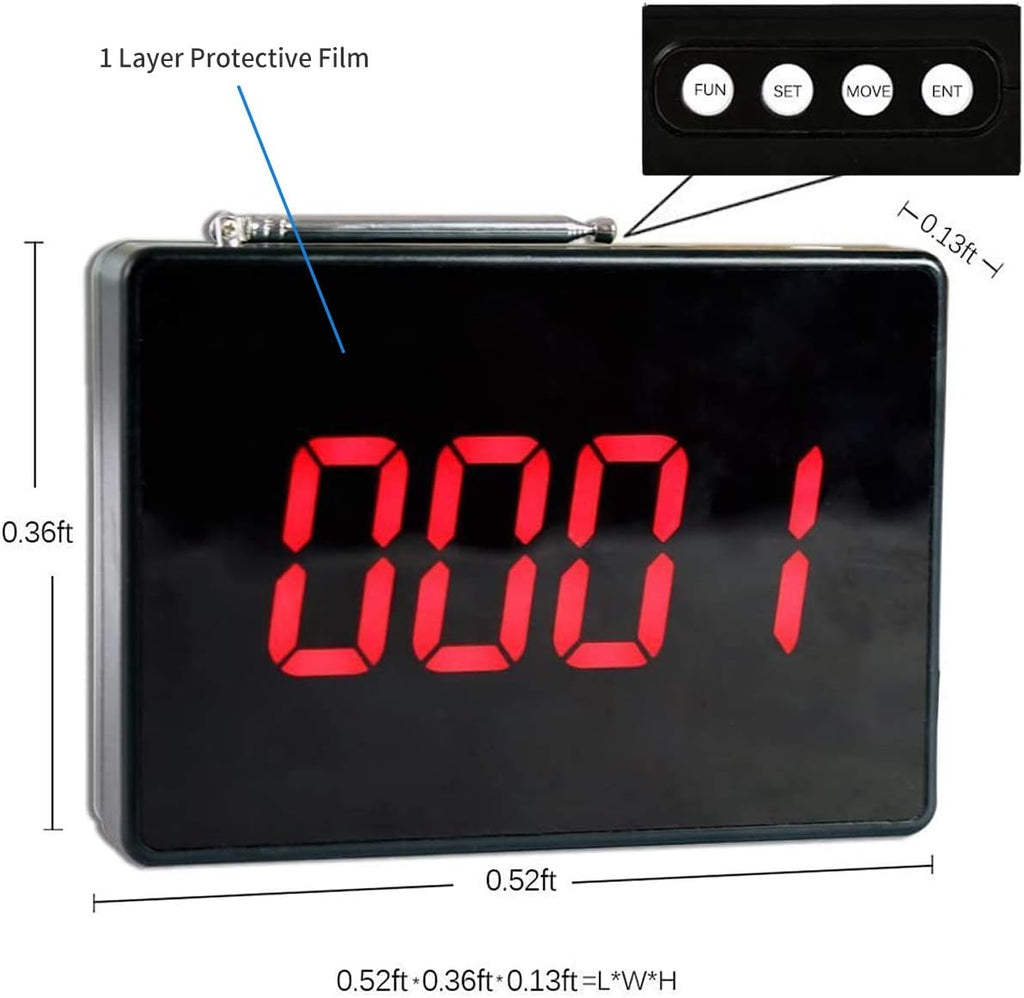 Wireless Calling System with 5 PCS Waterproof Call Buttons and 1PC Display Receiver D3713