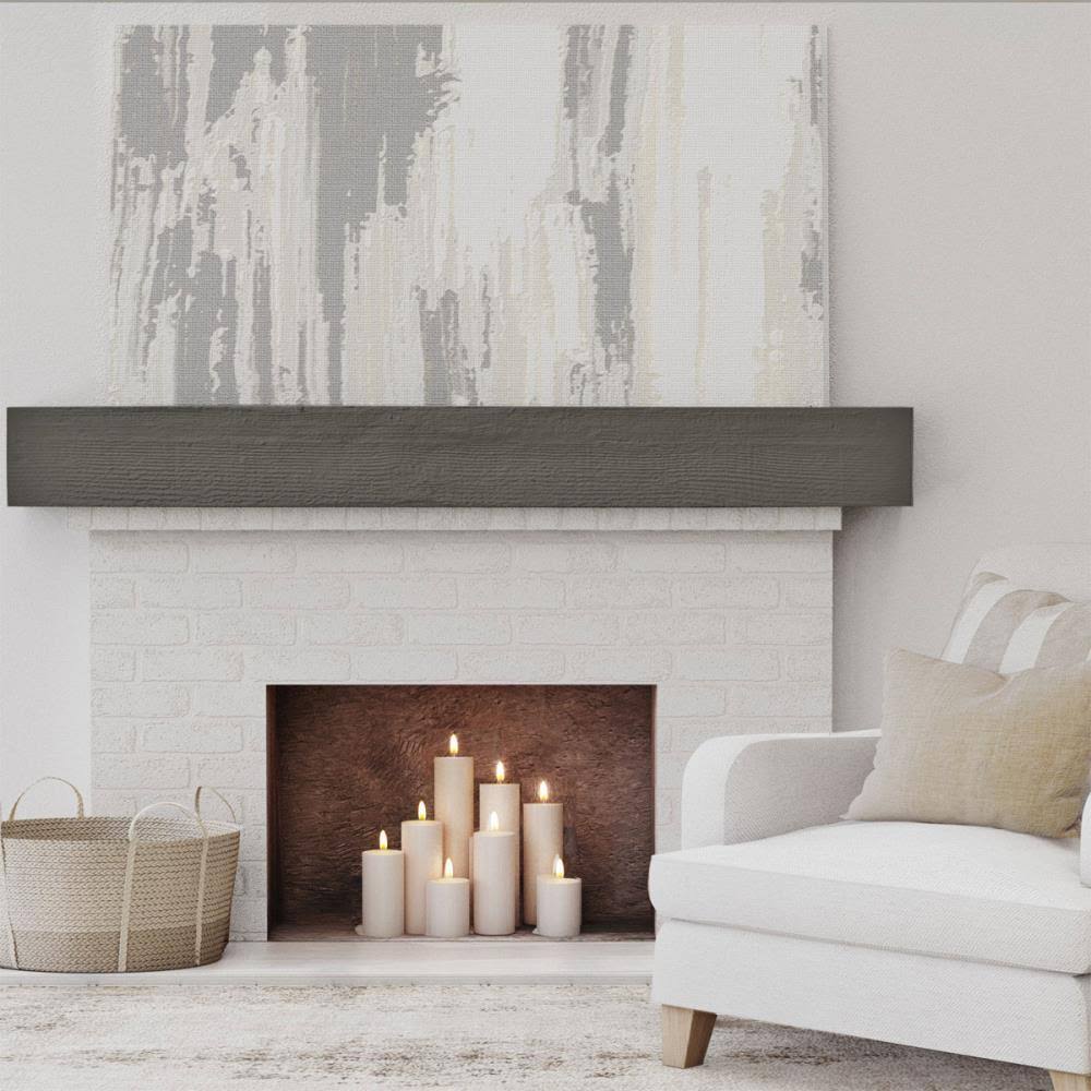 Rough Sawn Faux Wood Fireplace Mantel, Burnished Cedar E97858