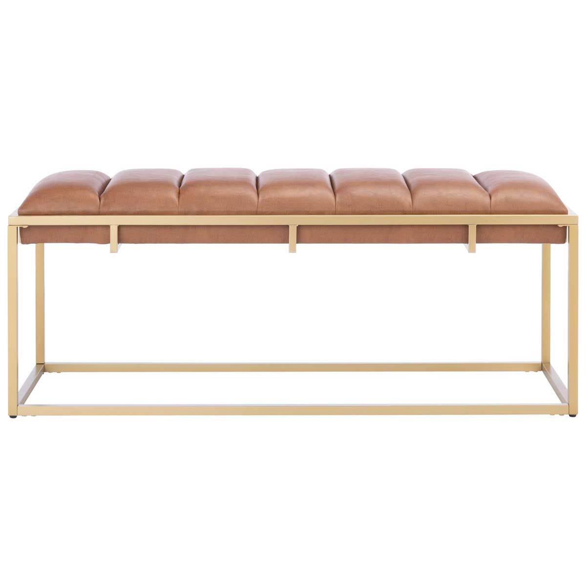 Brown Channel Tufted Bench V9455
