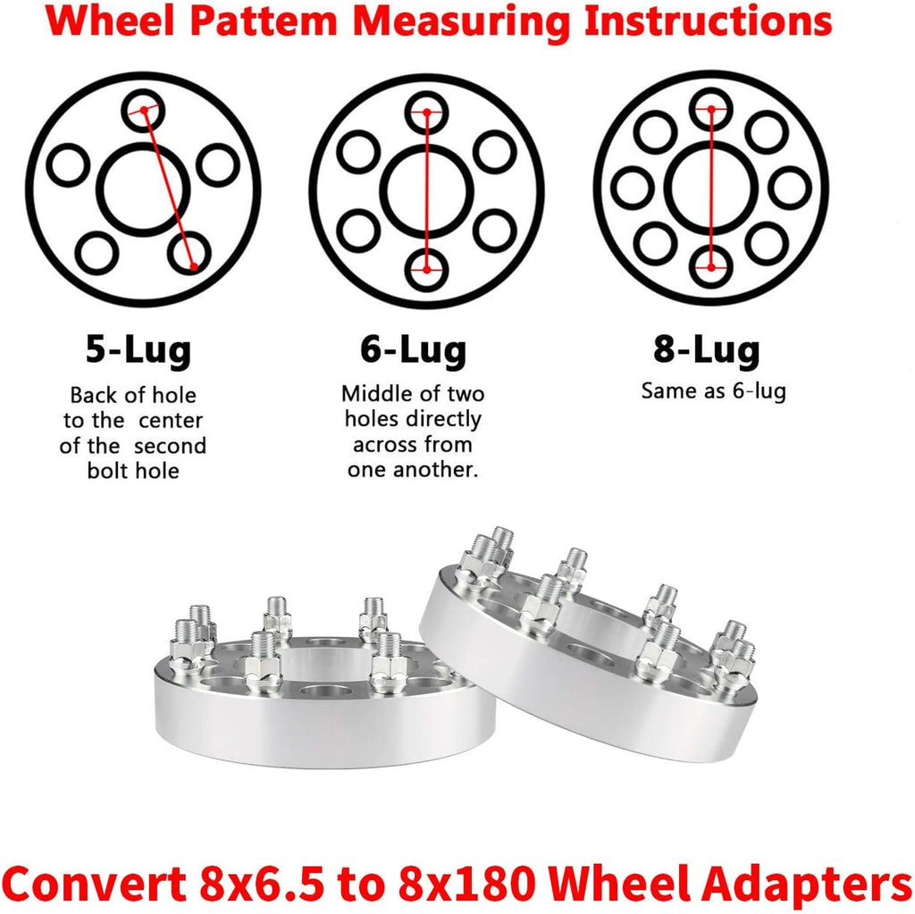 2pcs 8x6.5 to 8x180 Wheel Adapters, 1.5 Inch, Chrome K8275