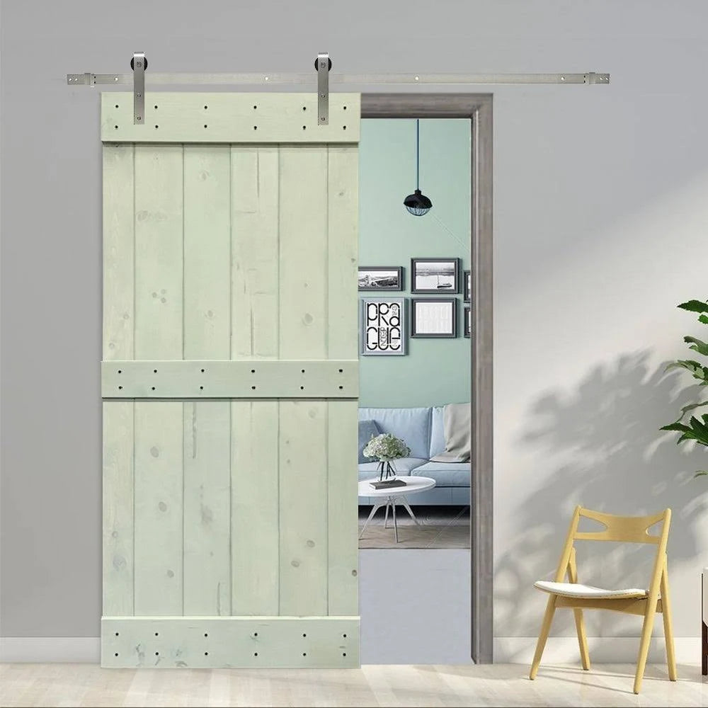 Stained Wooden Sliding Barn Door (Sage Green - 30 x 84) I843