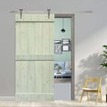 Stained Wooden Sliding Barn Door (Sage Green - 30 x 84) I843