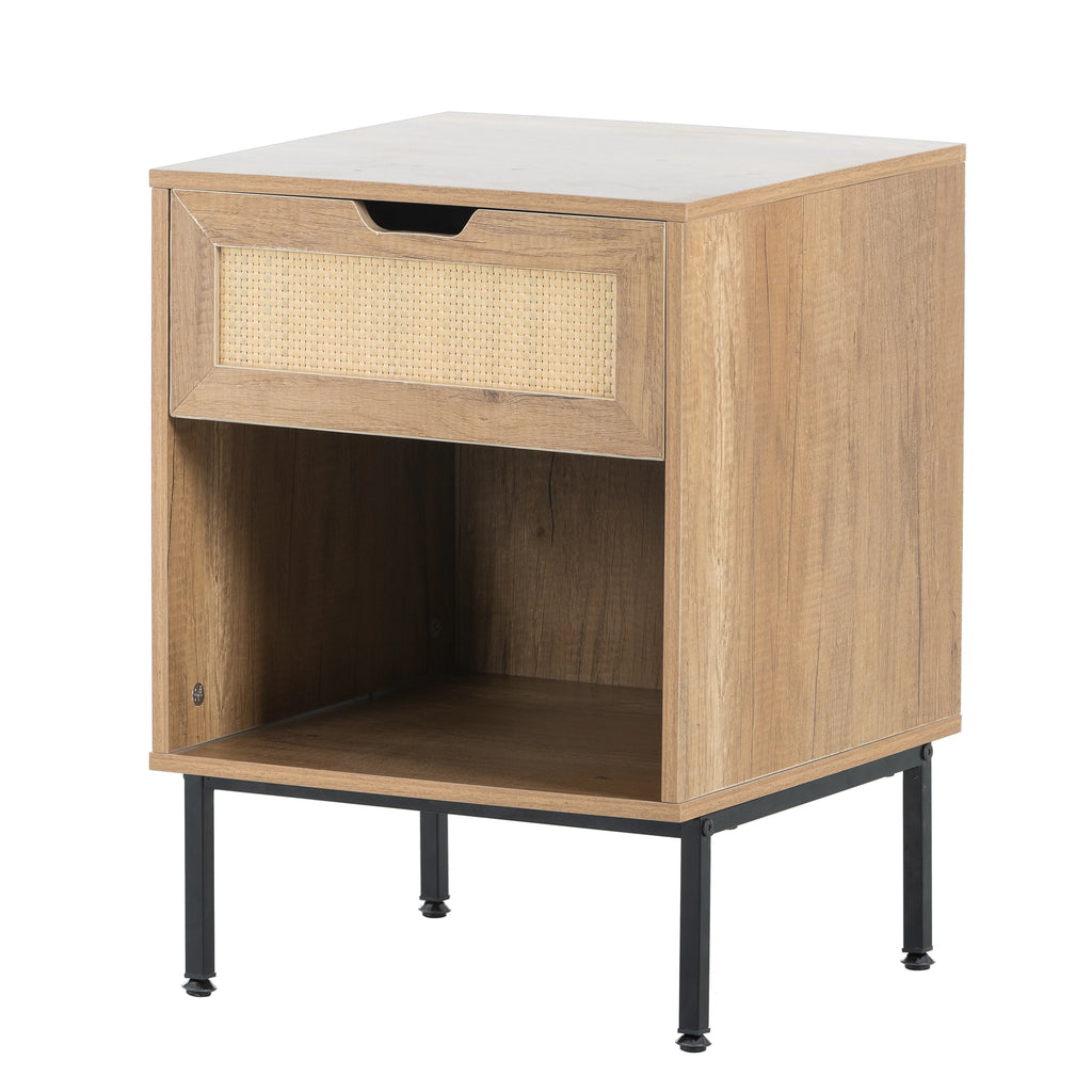 Natural Rattan Door Nightstand with Metal Legs A315