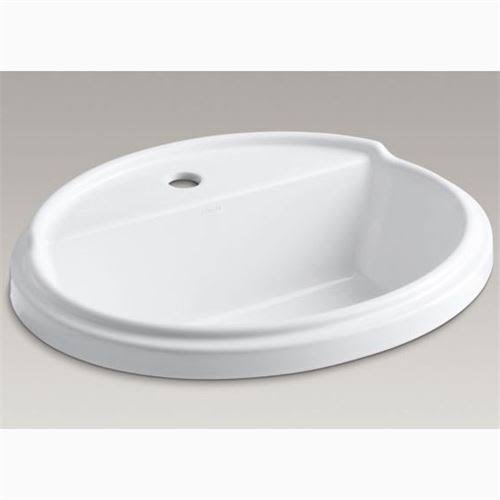 White Oval Drop-in Bathroom Sink with Single Faucet Hole E560