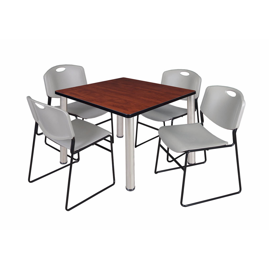 Square Breakroom Table with 4 Stack Chairs O9642