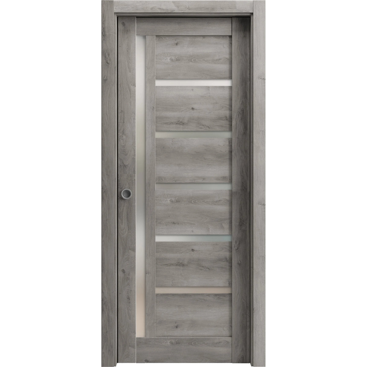 Sliding French Pocket Door 36 x 96 inches with Frosted Glass Solid Wood Interior Door D489