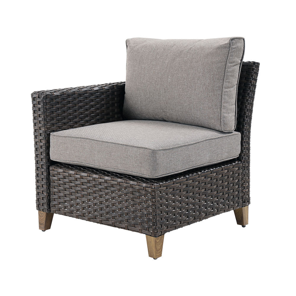 Gray Wicker Right Arm Sofa D7061