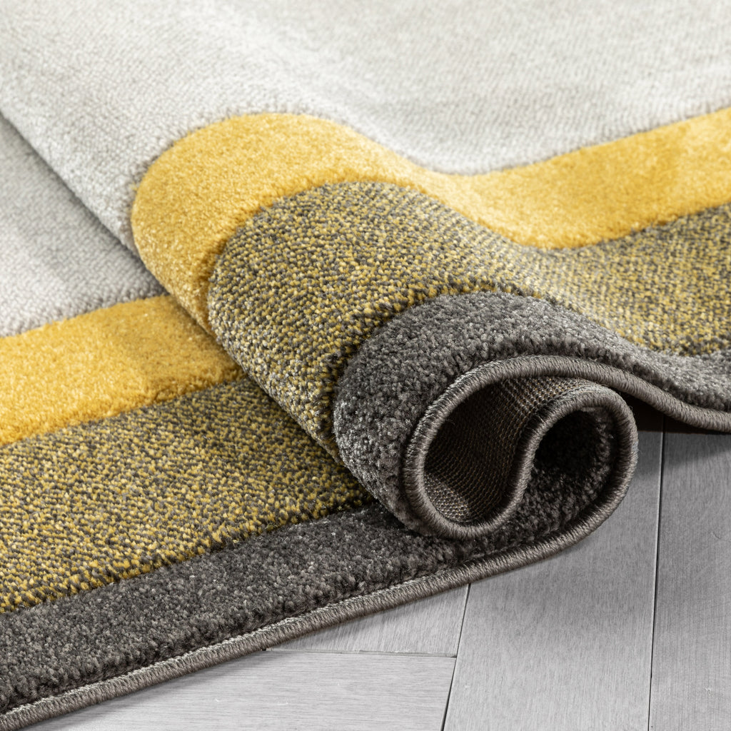 Yellow Solid Border Geometric Runner Rug 2x7 B45389