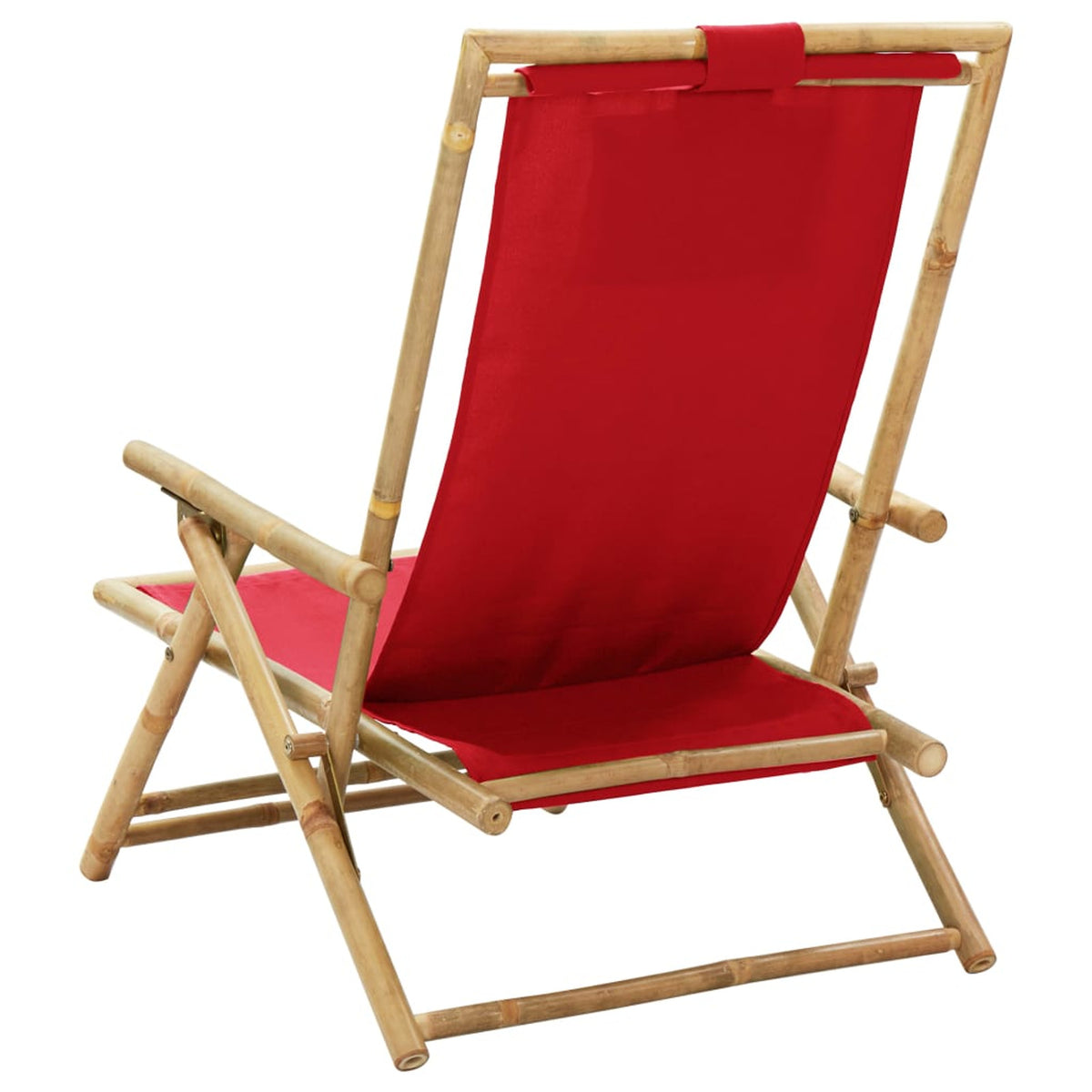 Red Bamboo and Fabric Reclining Chair F630