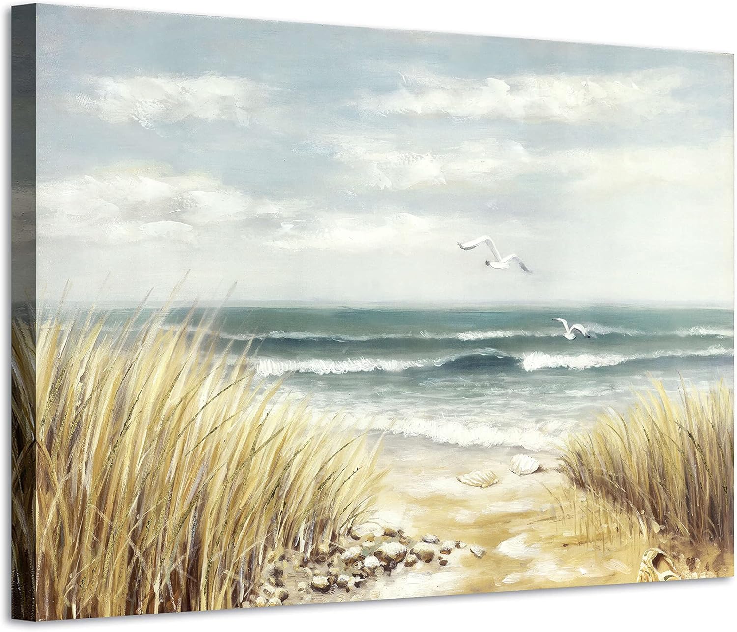 Abstract Beach Painting Wall Art Seashore Artwork Hand Painted Coastal Picture on Canvas B217974