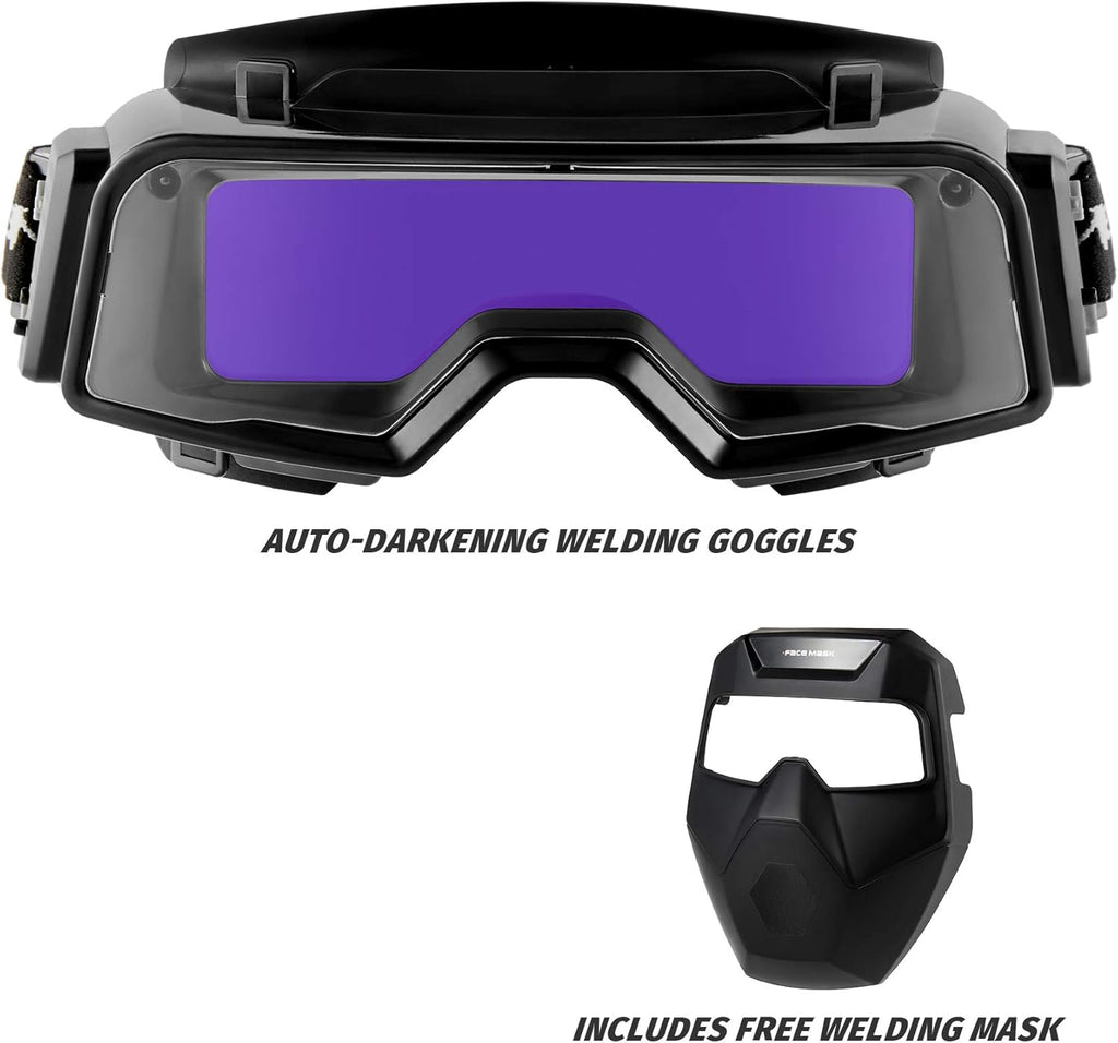 Auto Darkening Welding Goggles with Face Shield, Black Pack of 2 F325148