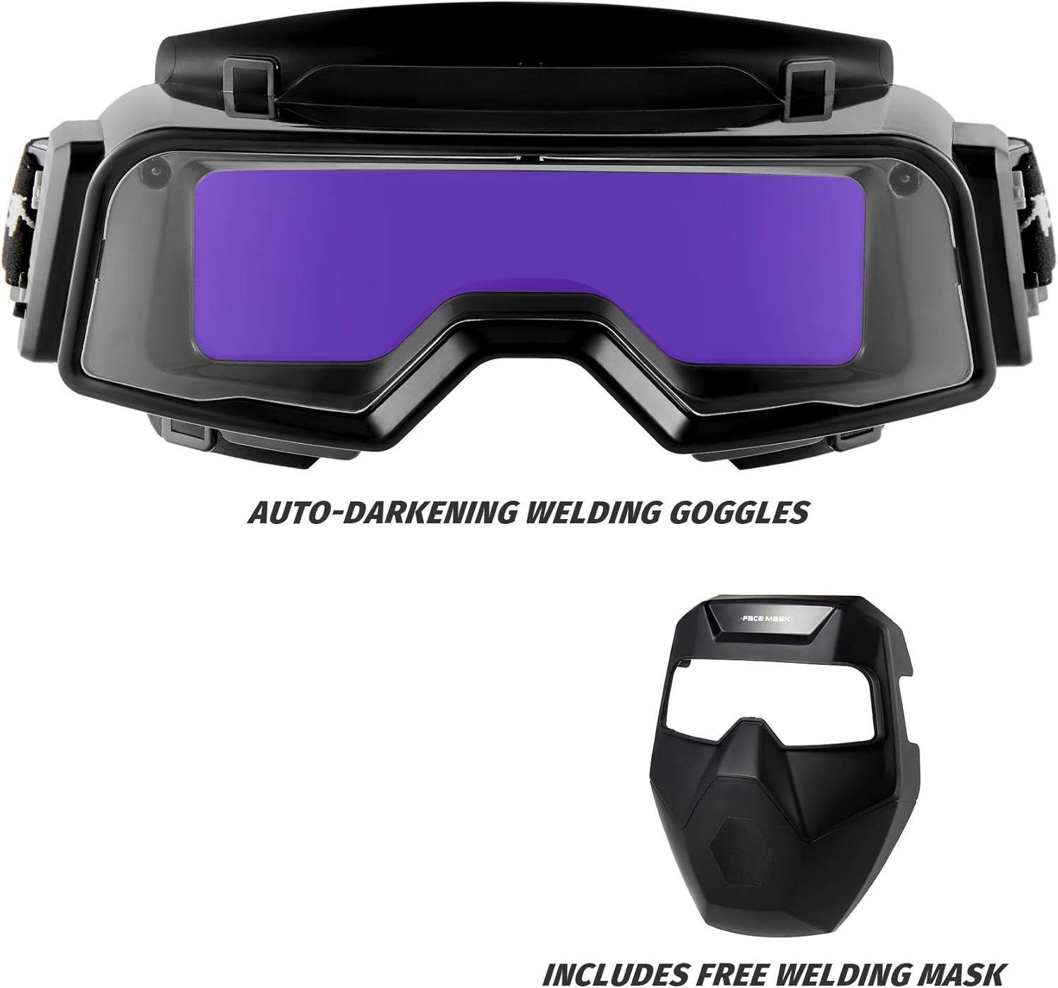 Auto Darkening Welding Goggles with Face Shield, Black Pack of 2 F325148